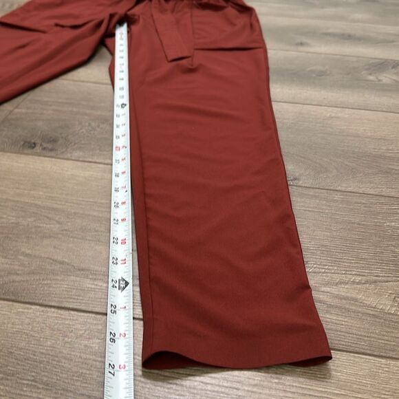 Athleta Skyline Belted Paperbag High Rise Red Ankle Pants Size 0 - Picture 9 of 12